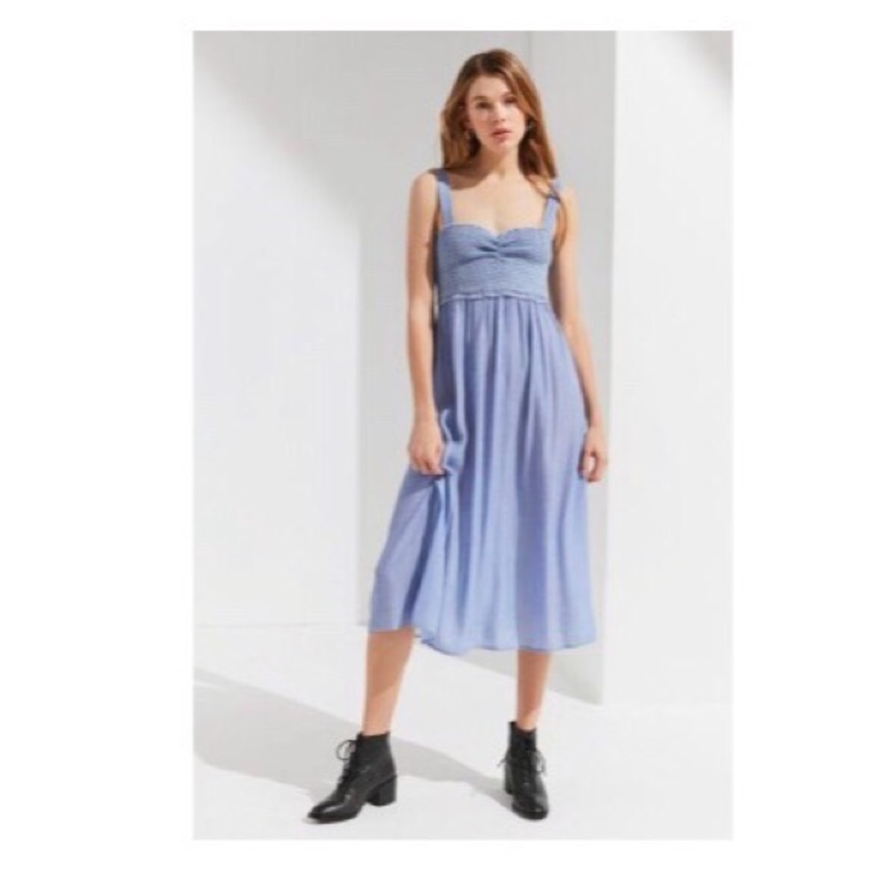 UO smocked bodice midi dress XS